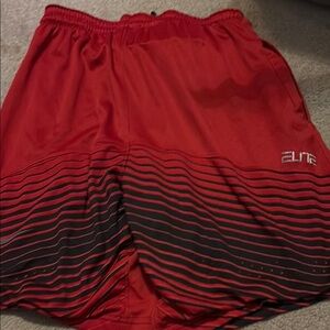 Nike Red and Black Athletic Shorts with Gradient Stripes